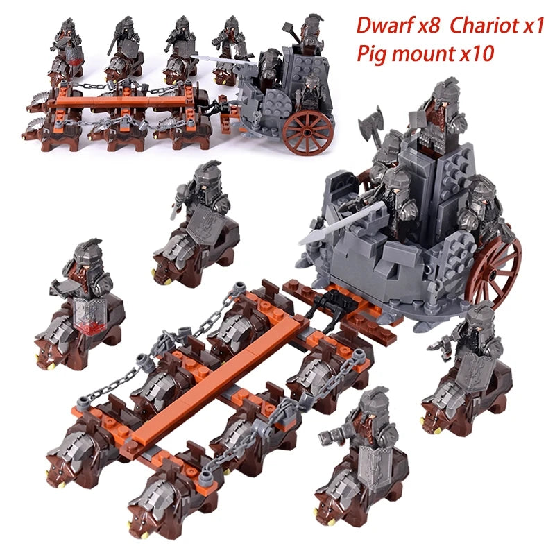 New MOC LOTR Soldier Dwarf Army Figures  building block bricks