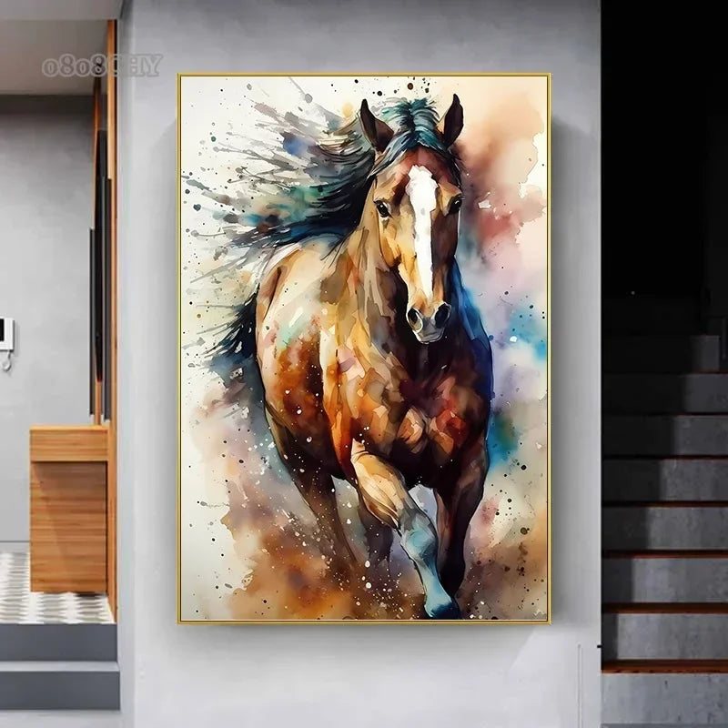 Horse Watercolor Canvas Oil Painting Prints