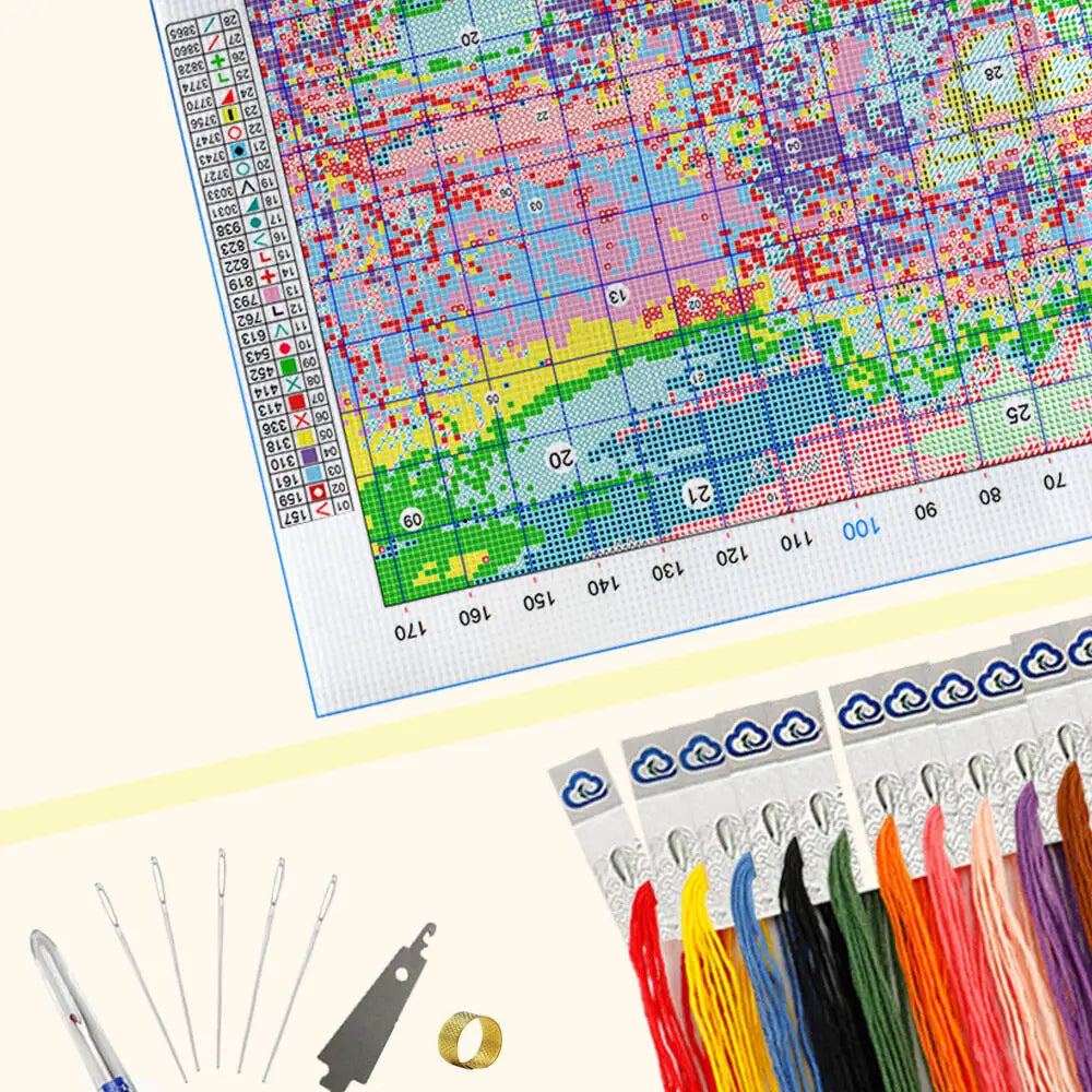Printed Fabric 11CT Cross Stitch Cute Mouse