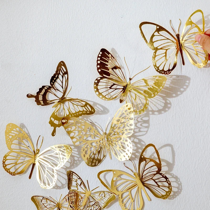 10Pcs Gold Lace Leaf Paper Scrapbook Sticker Die Cut