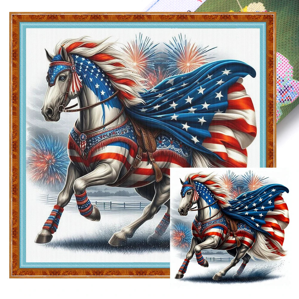 Horse Printed Cross Stitch Kit DIY 11CT Embroidery Craft Set Home Decoration
