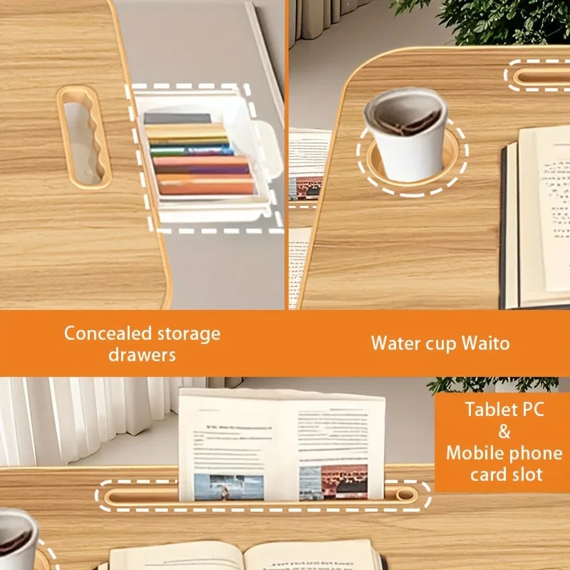 Foldable Table Computer Desk - With Cup Holder and Drawer