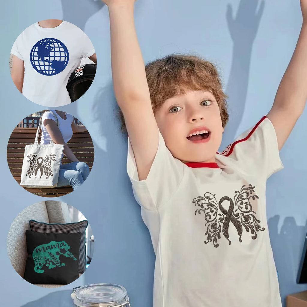 Glitter 3D Puffs Heat Transfer Vinyl 12”x 10” Puffs Heat Transfer Vinyl Multi-Colour Mix for DIY T-Shirt Heat Transfer Iron-On