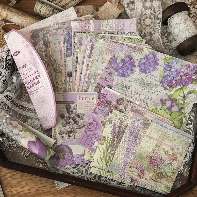100Pcs/Pack Past Stories Vintage Series Scrapbooking Material Paper Journal Collage