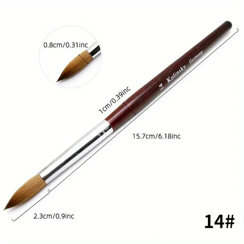 Kolinsky Acrylic Nail Brush Good Quality Nail Art Imitation Mink Brush Wood Handle Gel Builder Manicure Brush Drawing Tools
