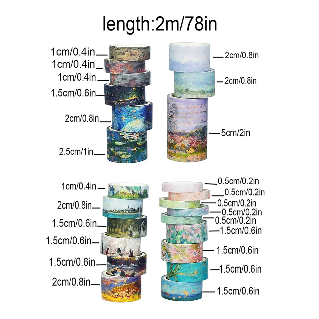 24 rolls/box oil painting theme washi tape set,