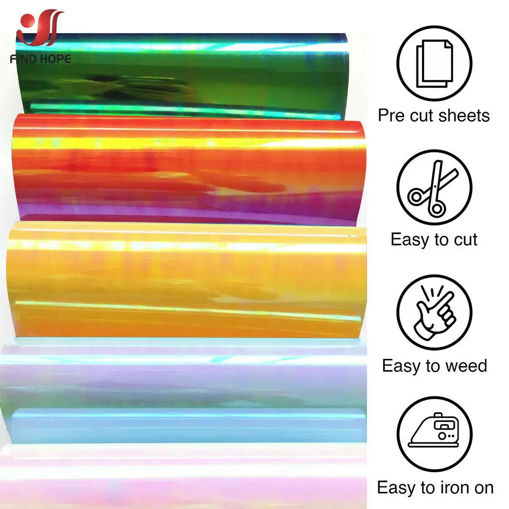 Holographic Heat Transfer Vinyl Sheet Iron-on Heat Press Permanent Print