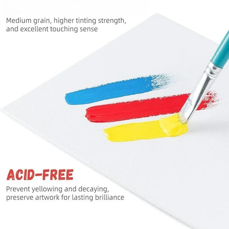 6pcs Canvas Board For Painting Cotton Blank Primed White  3mm