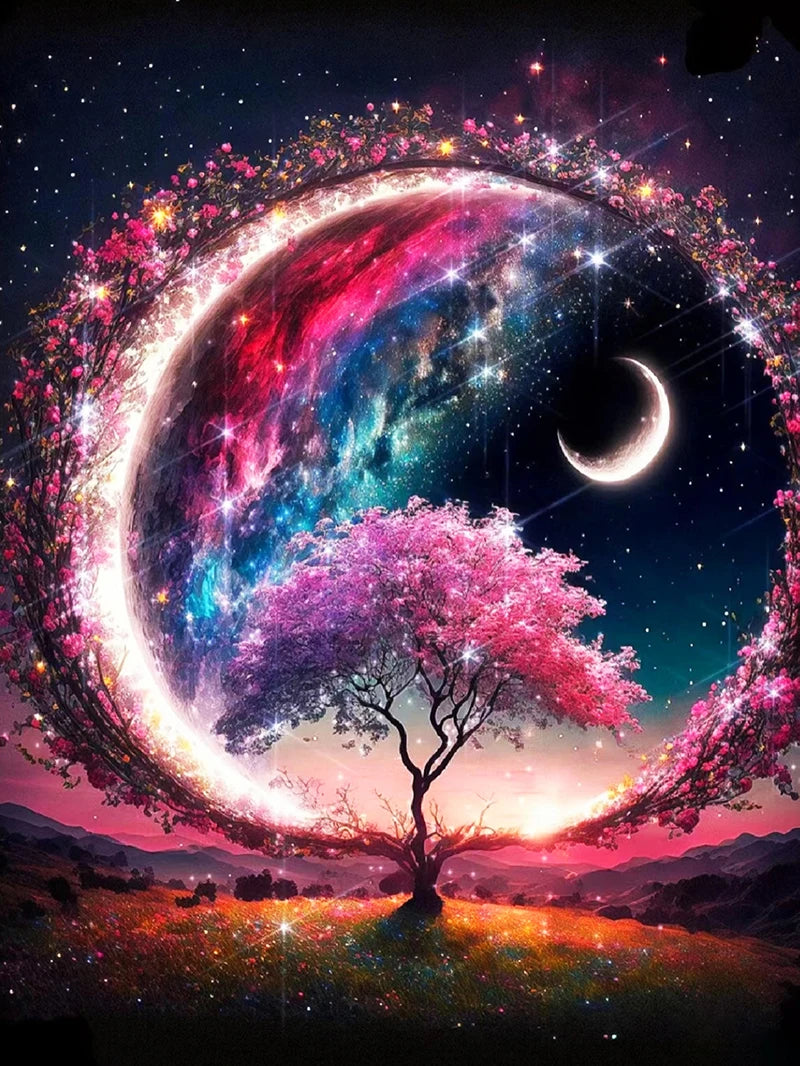 5D Diy Diamond Painting Fantasy Moon Tree Landscape kit