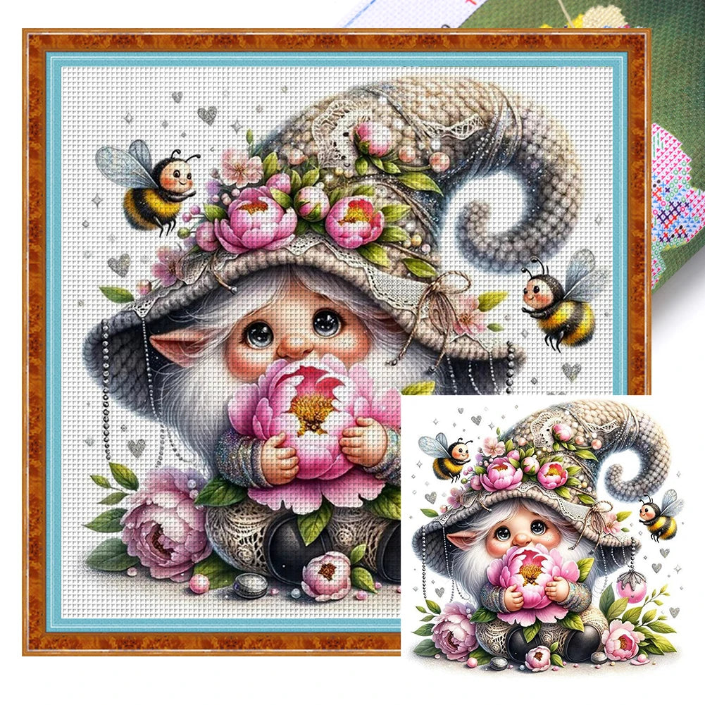 Full Embroidery cotton Thread 11CT Printed Gnome Cross Stitch Kit