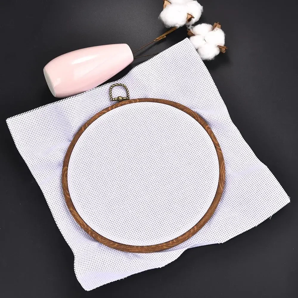 Round Wooden Color Embroidery Hoops Frame Set, Plastic Embroidery Hoop Rings For DIY Cross Stitch