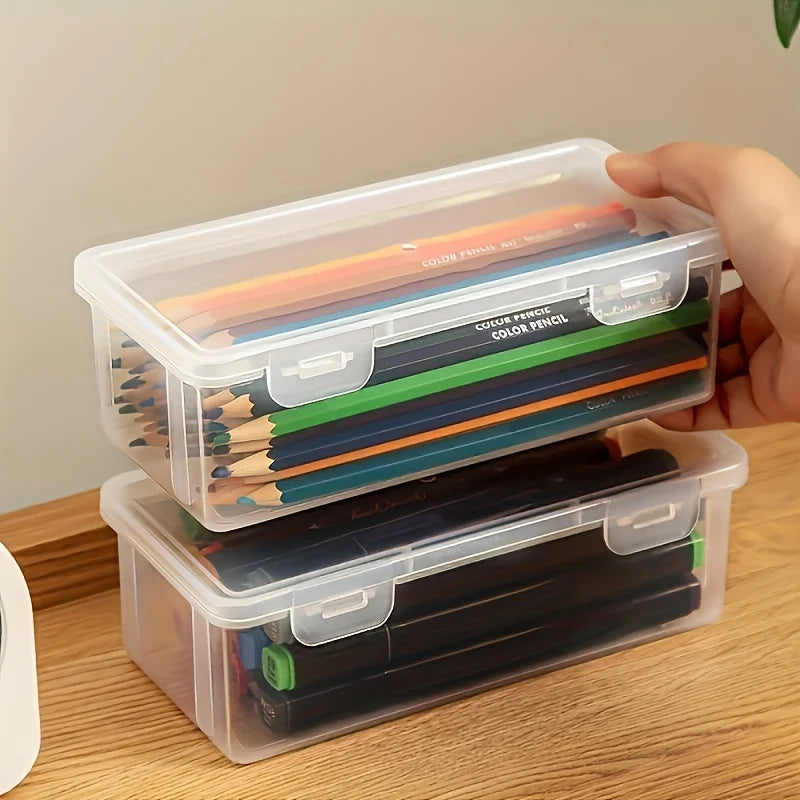 1/4pcs Large Clear Plastic Storage Boxes with Hinged Lids I
