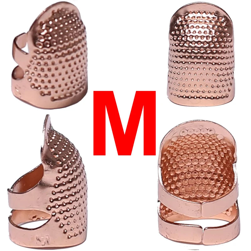 Metal Adjustable Sewing Thimble Sewing Finger Protection Cover Thimbles Cap Shield Ring Fingertip DIY Sewing Embroidery Tools