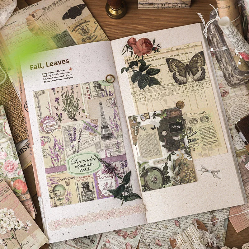 100Pcs/Pack Past Stories Vintage Series Scrapbooking Material Paper Journal Collage