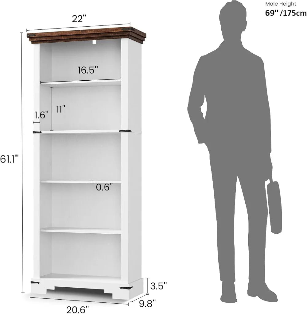 5-Tier Farmhouse Bookshelf,