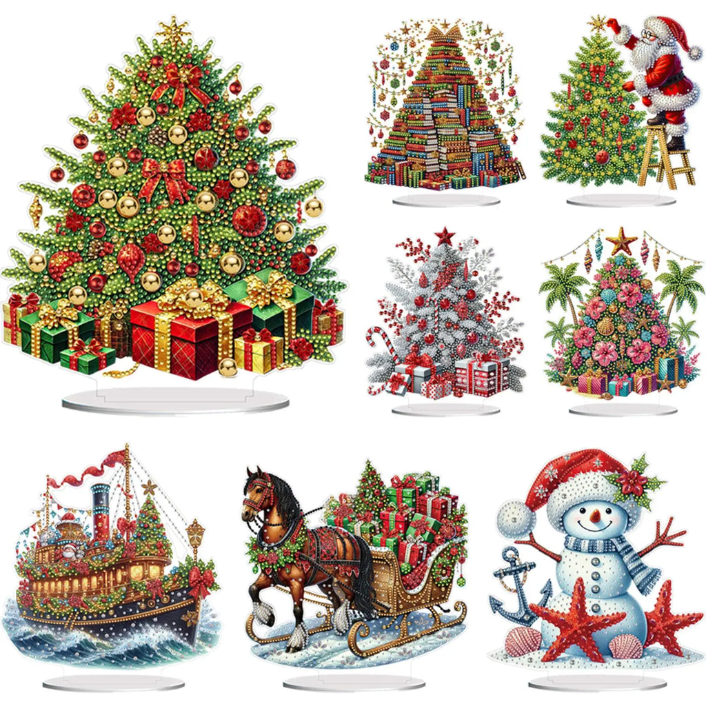 2D Flat Xmas DIY Diamond Painting Tabletop Ornaments Kit