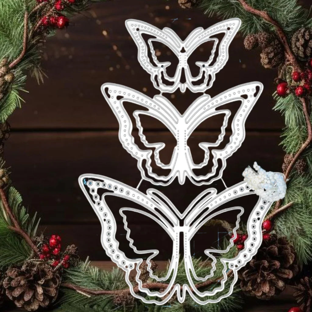 3D Butterfly Metal Dies Cutting Templates with Floral Accents