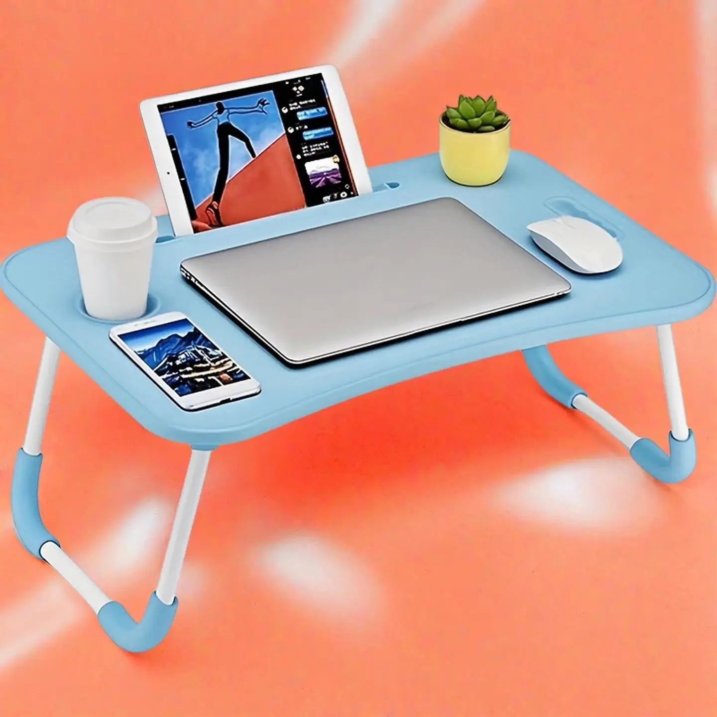Foldable Table Computer Desk - With Cup Holder and Drawer