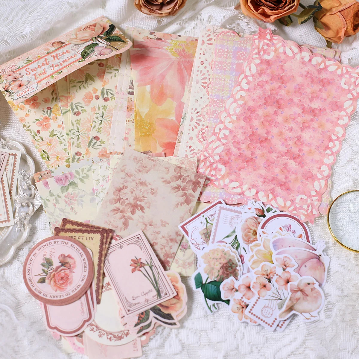 Vintage Scrapbooking Paper Collage Self-Adhesive Stickers