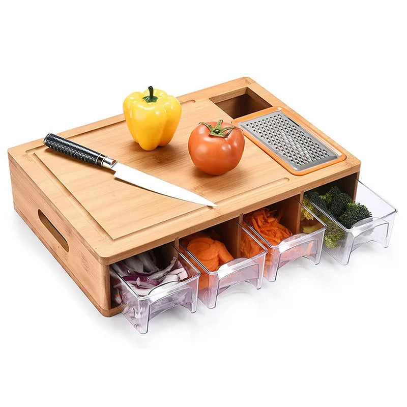 Solid wood kitchen cutting board storage box Drawer type