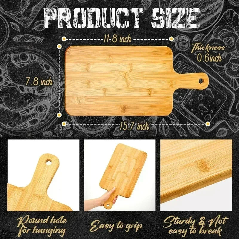 Wood Cutting Board with Handle Bamboo Wooden Kitchen Chopping Boards
