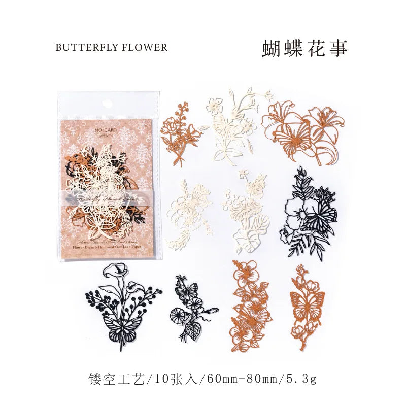 10 pcs Vintage Flower hollow decorative embellishments