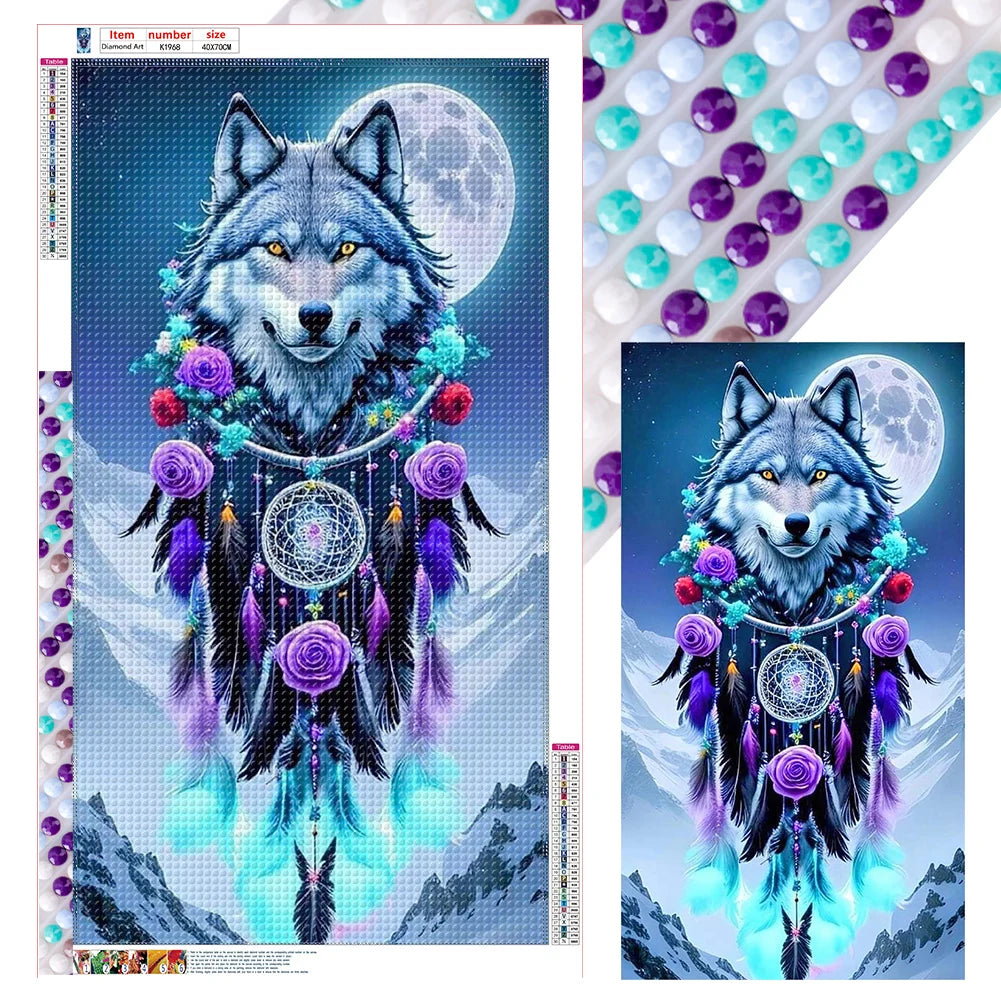 5D DIY Full Round Drill Diamond Painting Wolf Kit