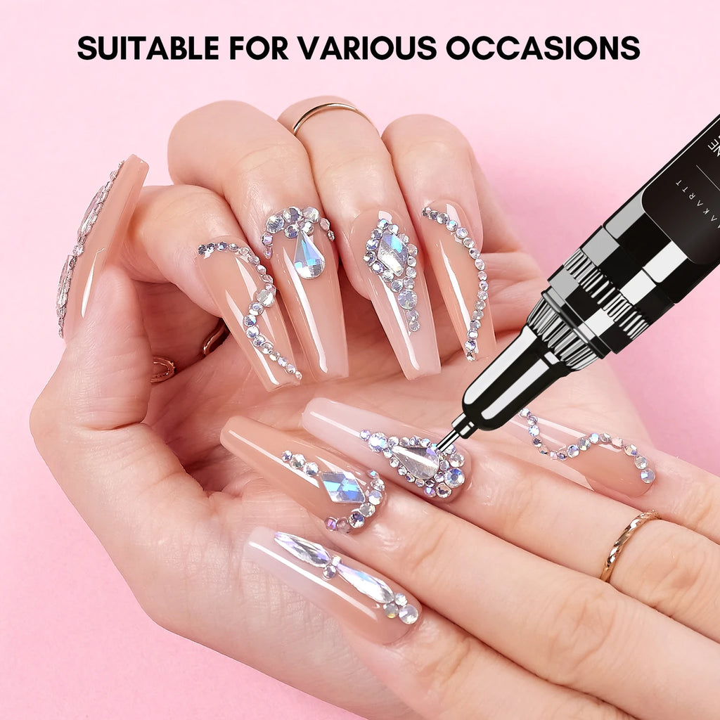 Makartt Nail Rhinestone Glue Gel,with Brush Pen Tip Super Strong Adhesive