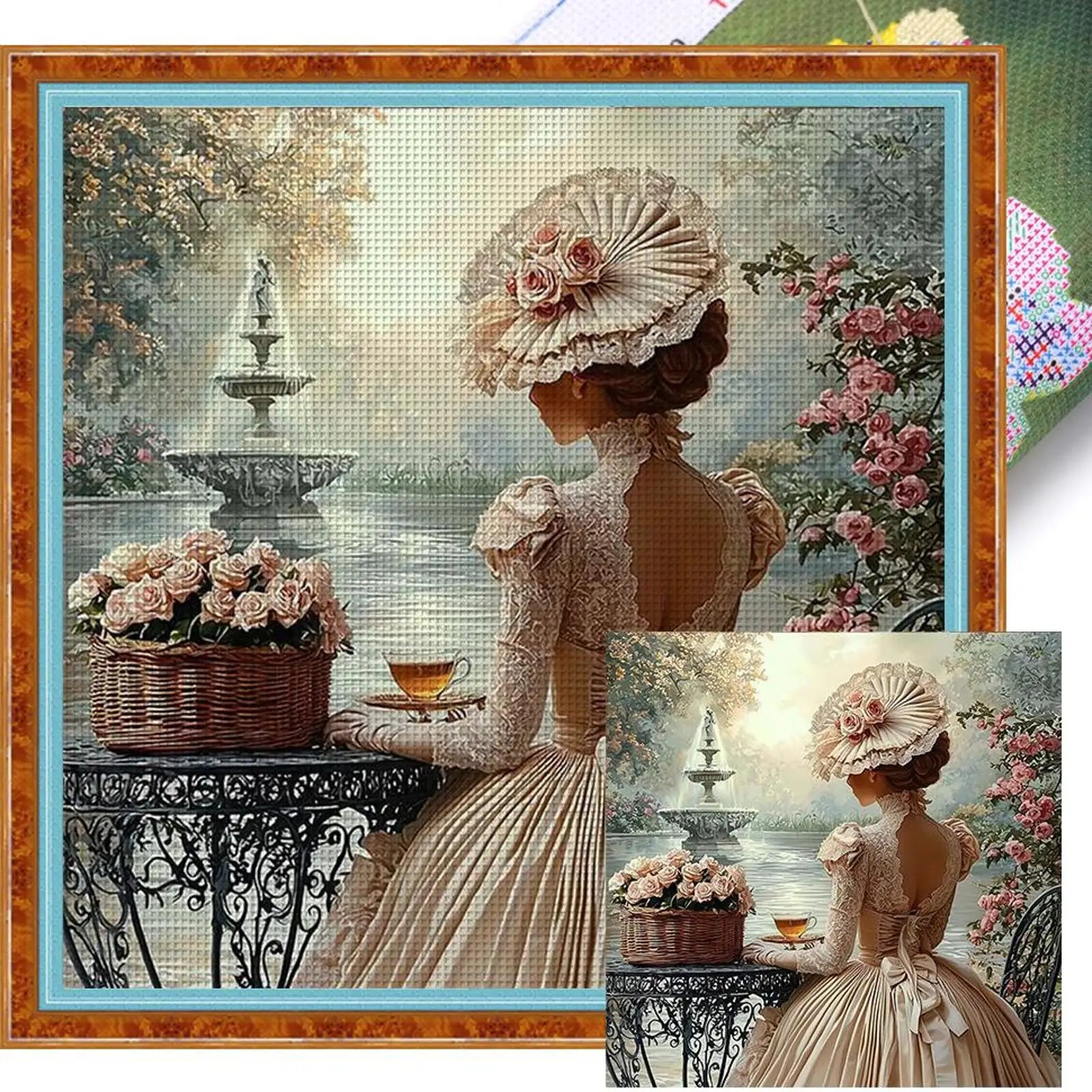 Full Embroidery cotton Thread 11CT Printed Girl