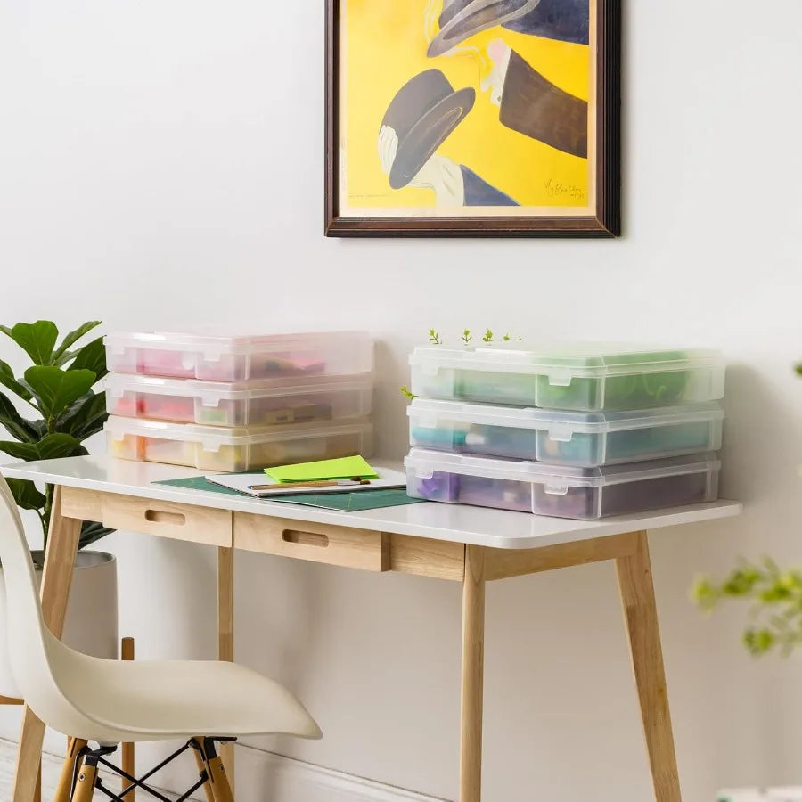 12 x 12 Paper 6-Pack Thick Portable Plastic Scrapbook Paper Storage Cases with handles