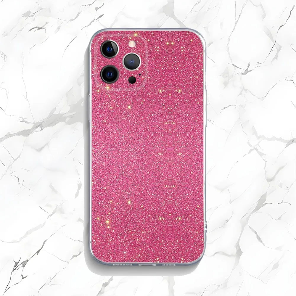 Pink Glitter Pattern Phone Case For iPhone 16,15,14,13,12,11 Plus,Pro,Max,XR,XS,X,7,8 Plus,SE,Mini Transparent Shell