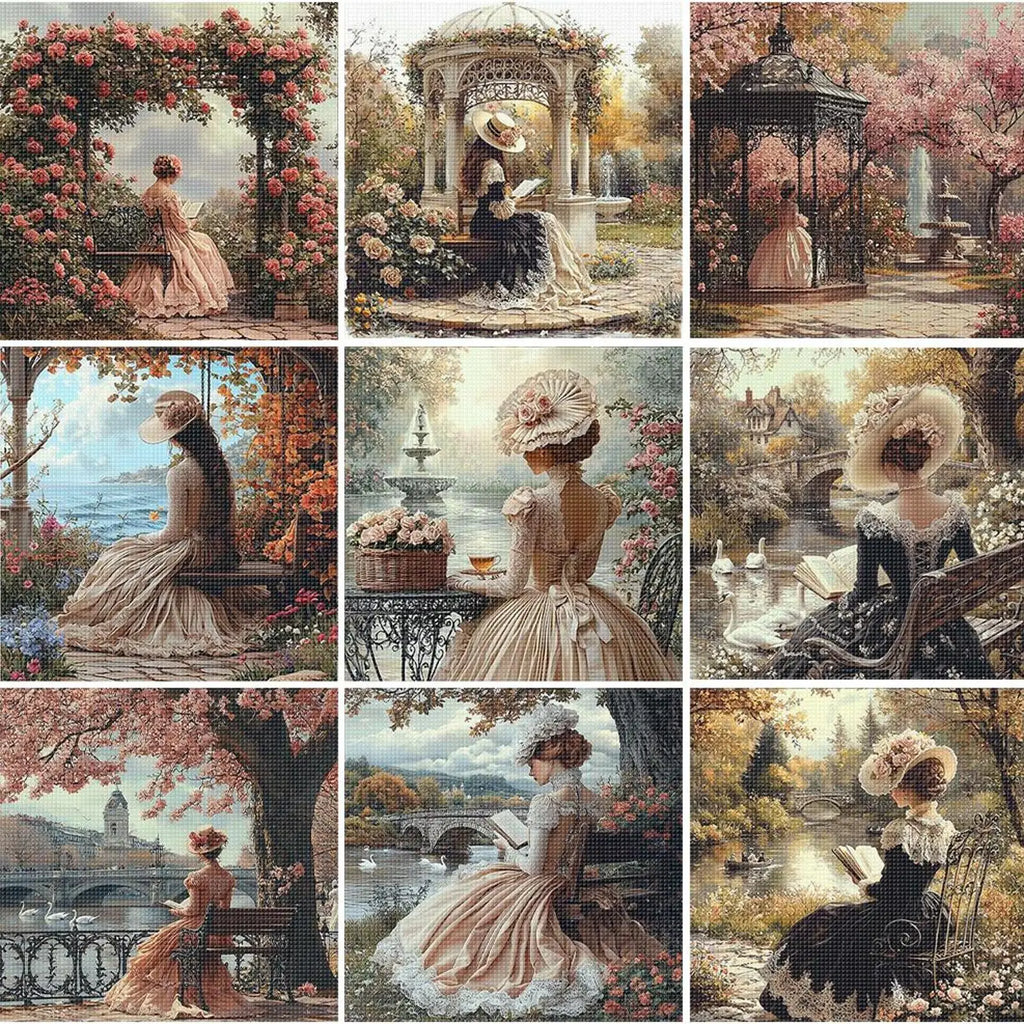 Full Embroidery cotton Thread 11CT Printed Girl