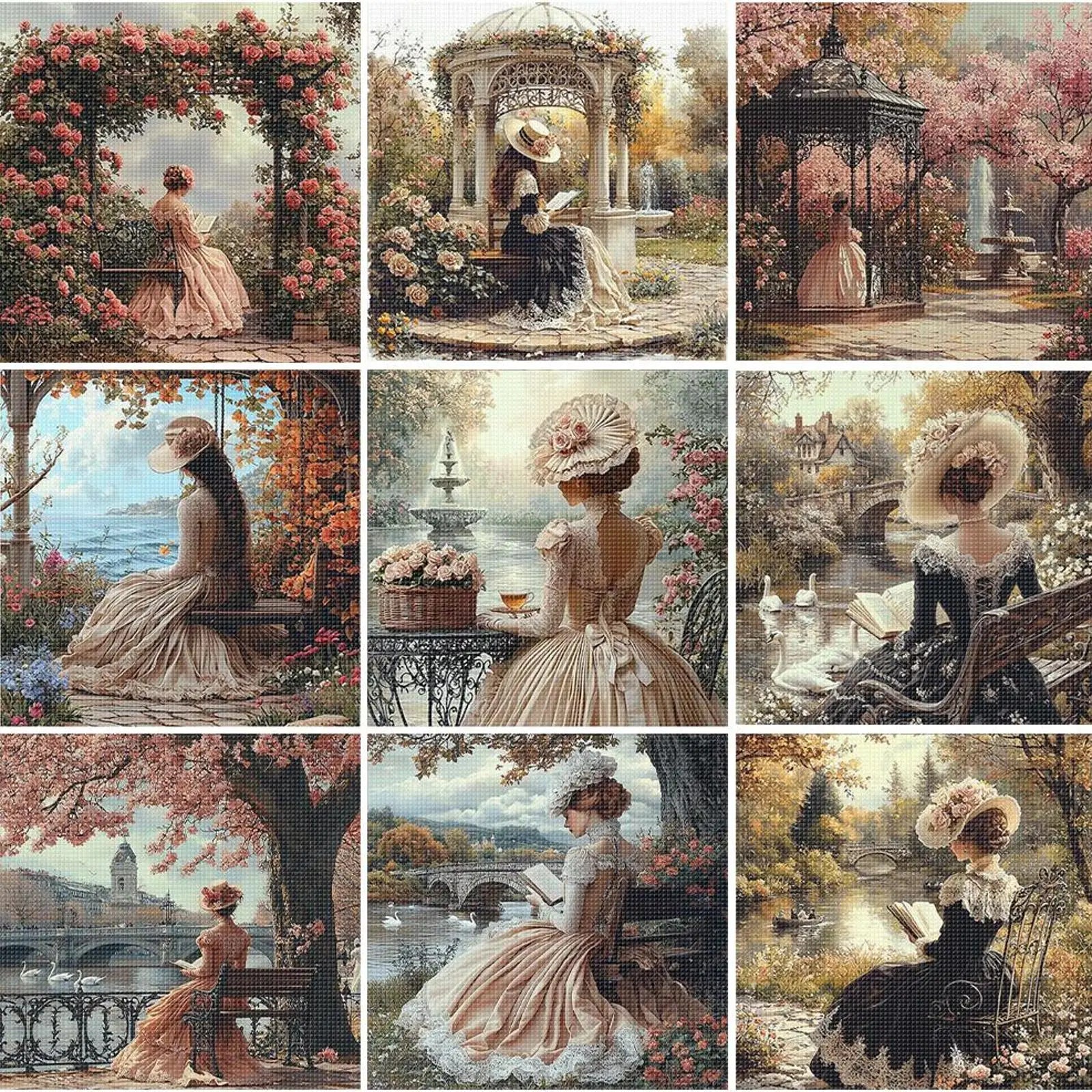 Full Embroidery cotton Thread 11CT Printed Girl