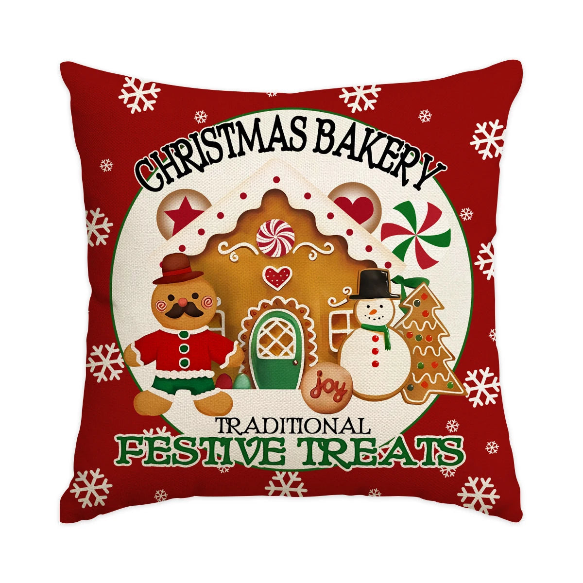 1/4pcs red Christmas pillowcases,  gingerbread bakery design