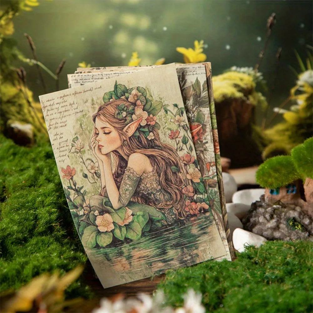 180pcs Fairy Tale Scrapbook Paper, 6 Styles Vintage Background Pages ,storybook theme