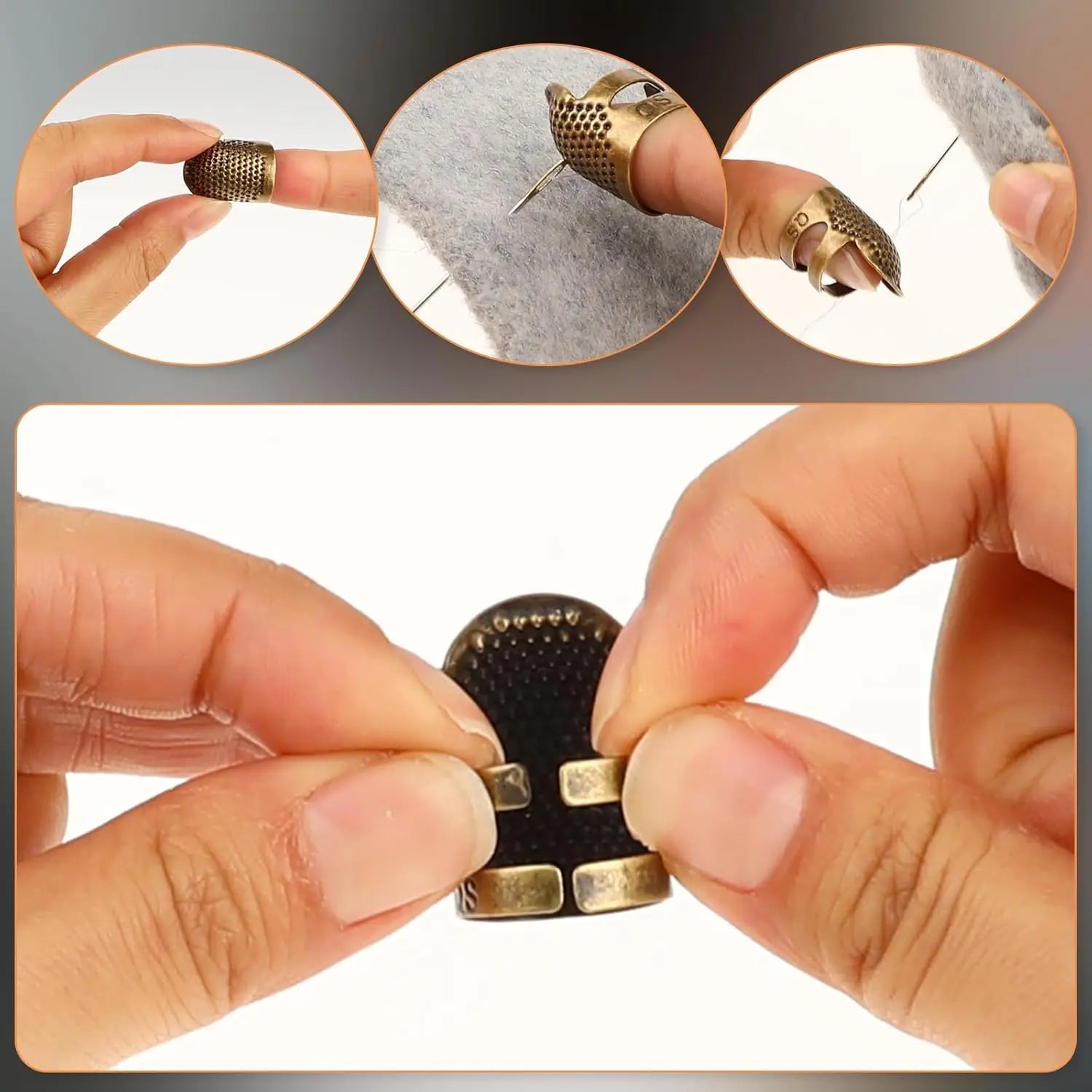 Metal Adjustable Sewing Thimble Sewing Finger Protection Cover Thimbles Cap Shield Ring Fingertip DIY Sewing Embroidery Tools