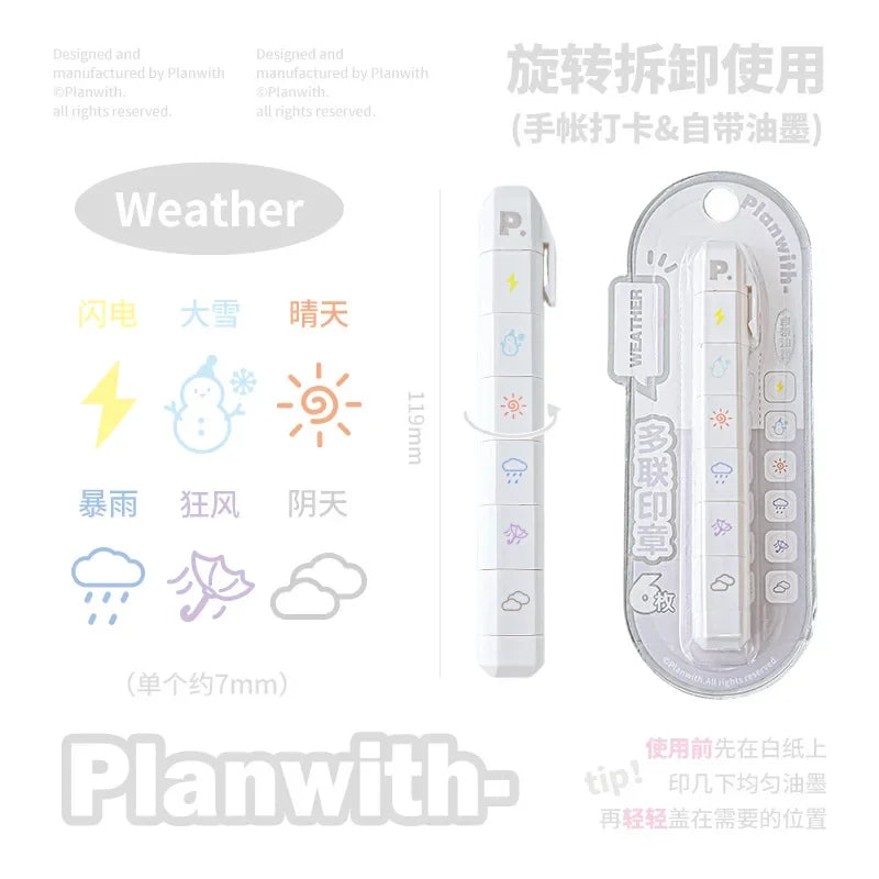 Stamp Set Pen Shape Detachable Ink Stamps