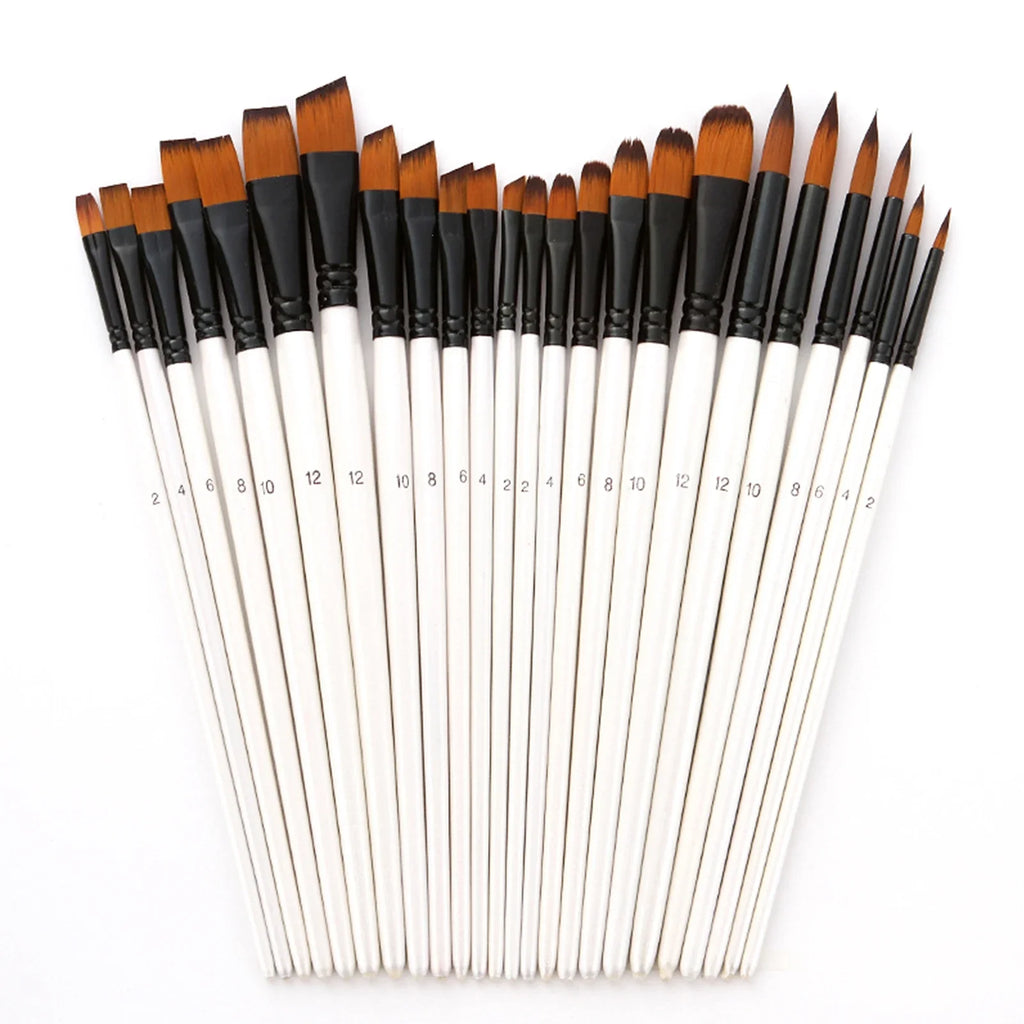 24pcs Artist Paintbrush Round Brushes with Nylon Hair
