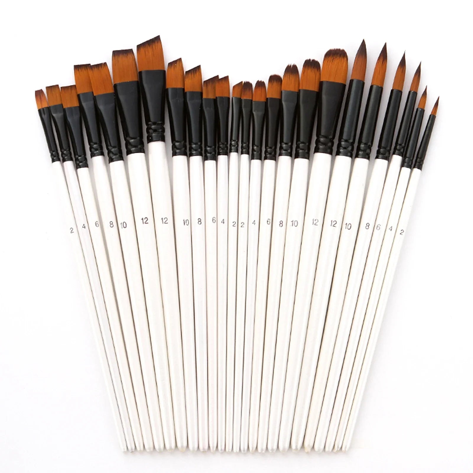 24pcs Artist Paintbrush Round Brushes with Nylon Hair