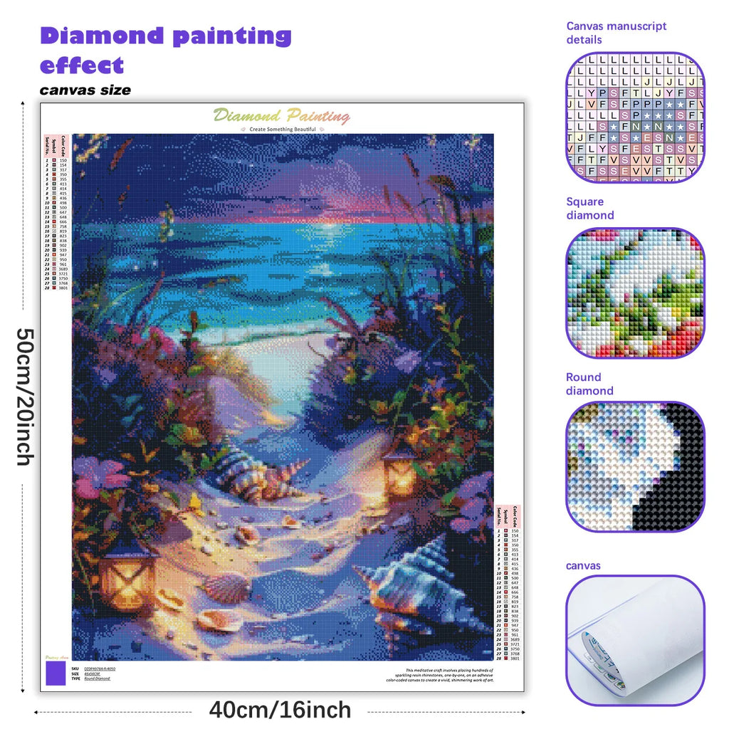 Diamond Painting Seaside Night scenery  Paintings