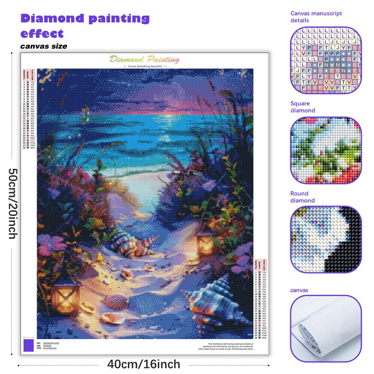 Diamond Painting Seaside Night scenery  Paintings