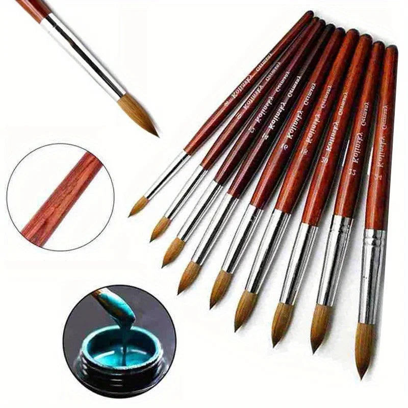 Kolinsky Acrylic Nail Brush Good Quality Nail Art Imitation Mink Brush Wood Handle Gel Builder Manicure Brush Drawing Tools