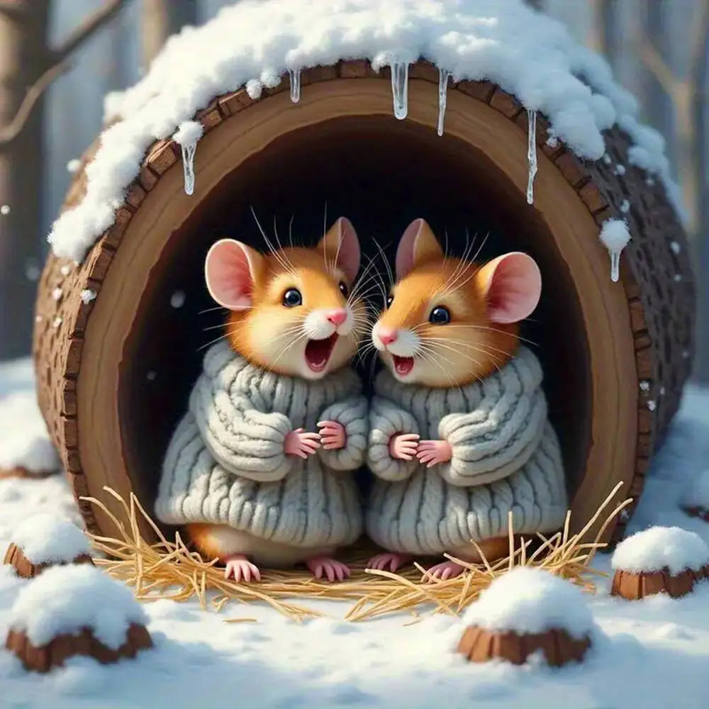 EverShine Diamond Embroidery Mouse Cartoon Diamond Painting Kit Rat Animal DIY Rhinestone Pictures Mosaic Winter Christmas Gift