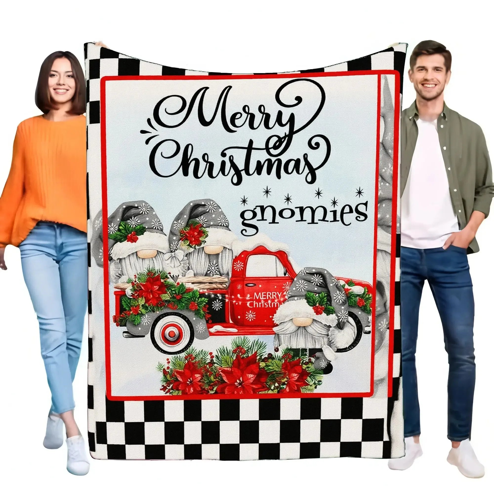 Merry Christmas Gnomes Blanket Cozy Soft Throw for Beds Sofa Decorative Holiday Gift Lightweight and Warm Perfect for Holiday Se