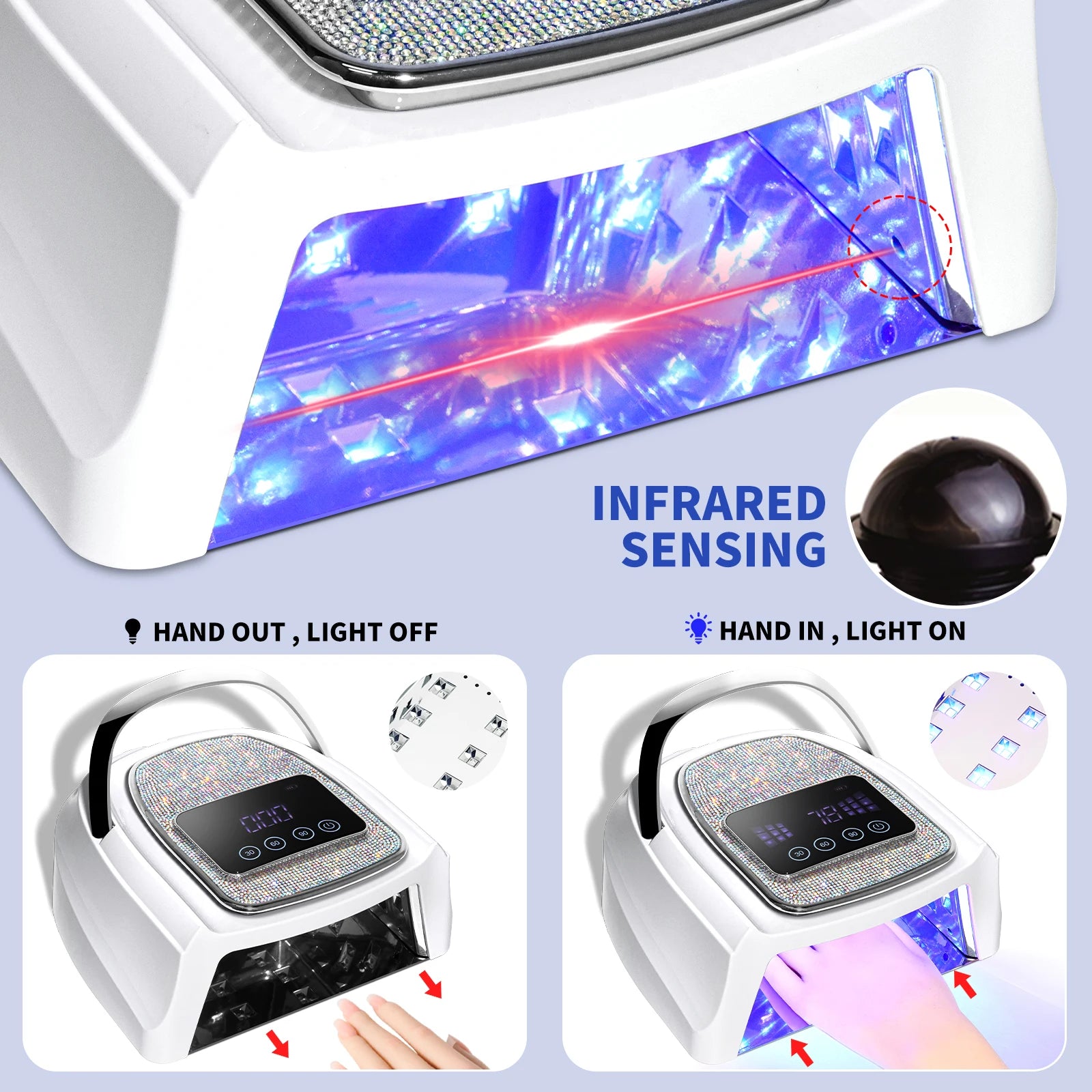 Professional UV LED Nail Lamp 30 LED Gel Nail Polish Dryer Rechargeable Manicure Curing Lamp for Nail Art Salon UV Light Tools