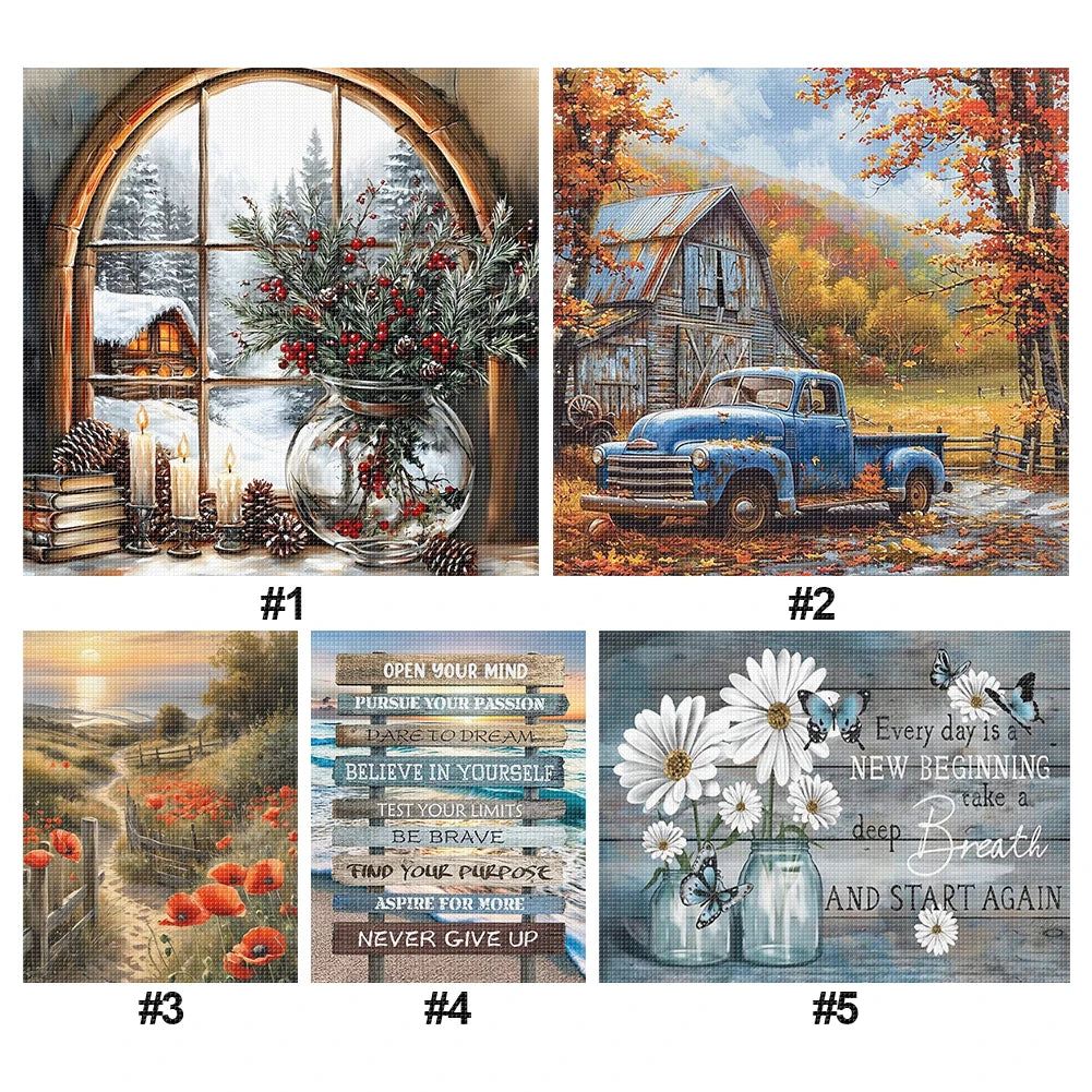Full Embroidery cotton Thread 11CT Counted Landscape Cross Stitch Kit