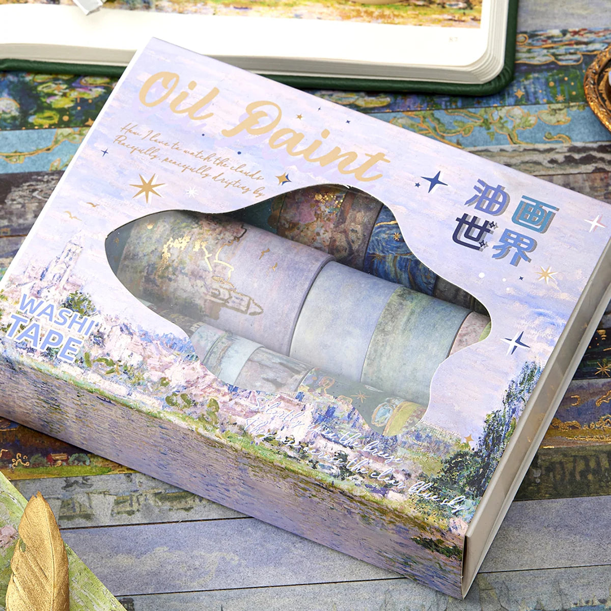 24 rolls/box oil painting theme washi tape set,