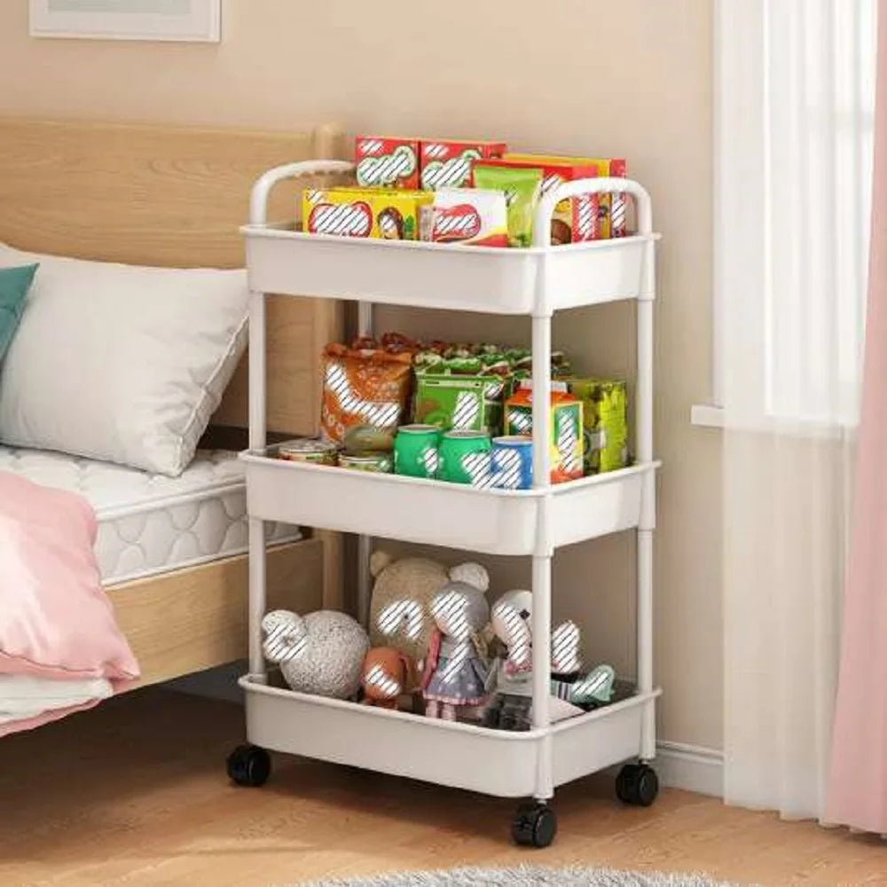 1pc 3/4-Tier Rolling Storage Cart,