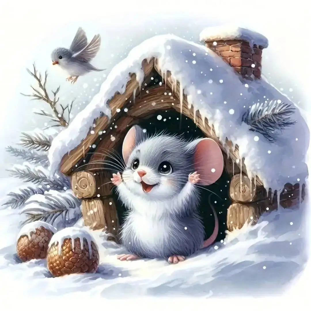 Printed Fabric 11CT Cross Stitch Cute Mouse