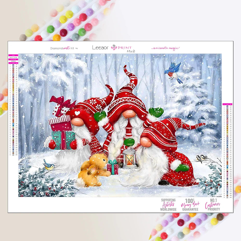 Diamond Painting Christmas Santa Clause Gnomes Mosaic Full Diamond Embroidery Cross Stitch Wall Art Decorative Peinture Diamant
